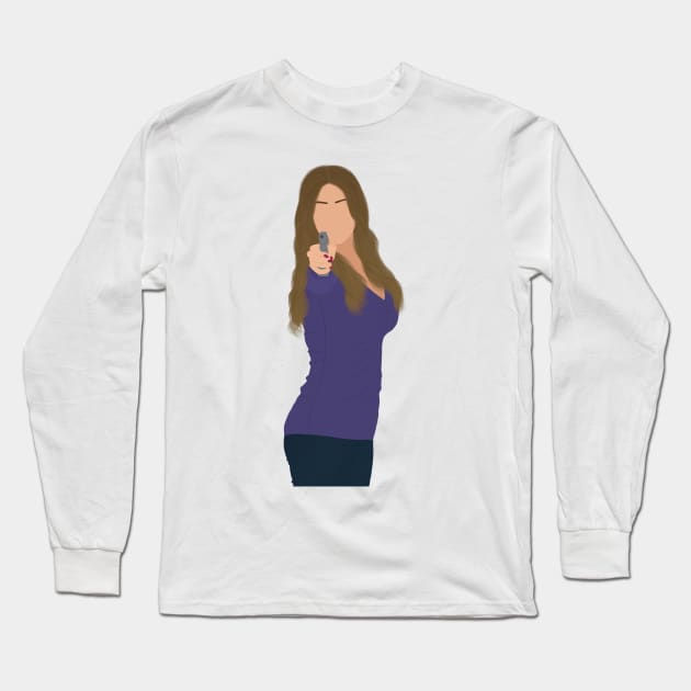 Modern Family Gloria Holding a Gun Meme Polygon Fan Art Long Sleeve T-Shirt by senaeksi